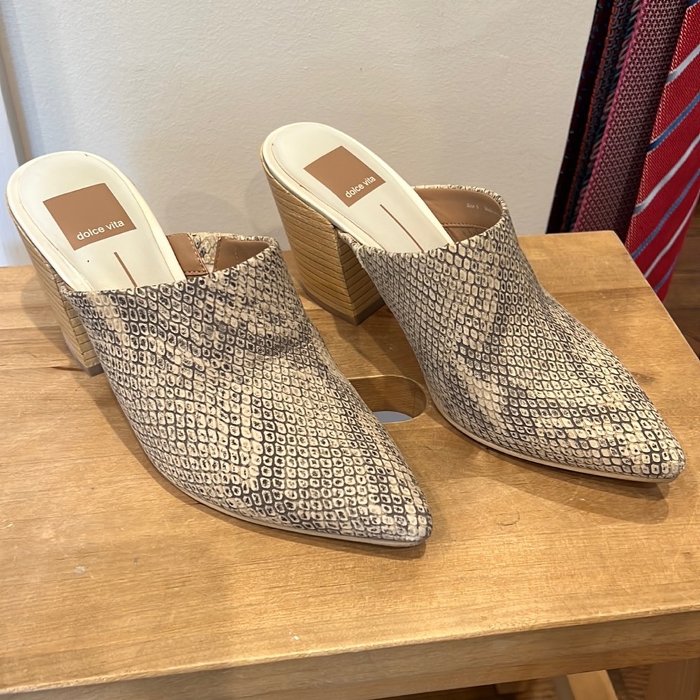 Snakeskin Mules